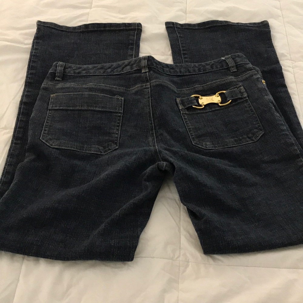 EUC Michael Kors Sz 10 x 32 mid rise dark‎ flare